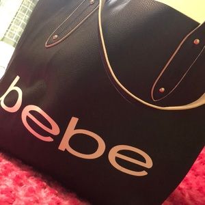 Bebe Reversible Large Black Tote